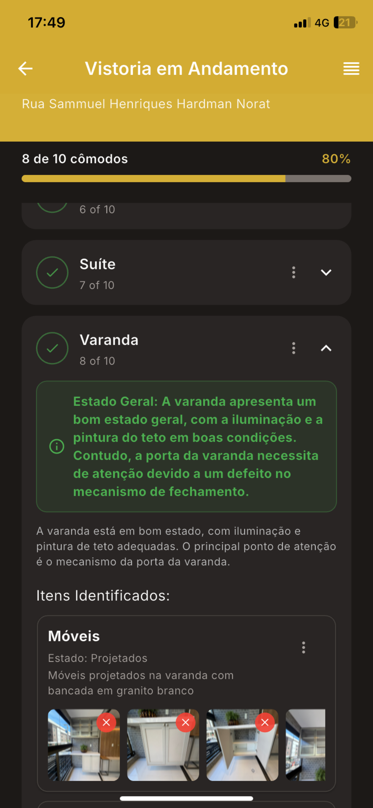 IA analisando itens do cômodo